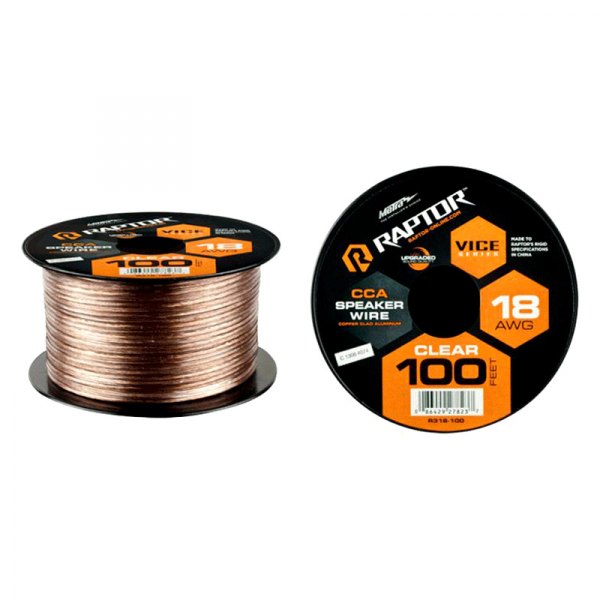 Raptor® - Vice Series 18 AWG 2-Way 100' Clear Stranded GPT Speaker Wire