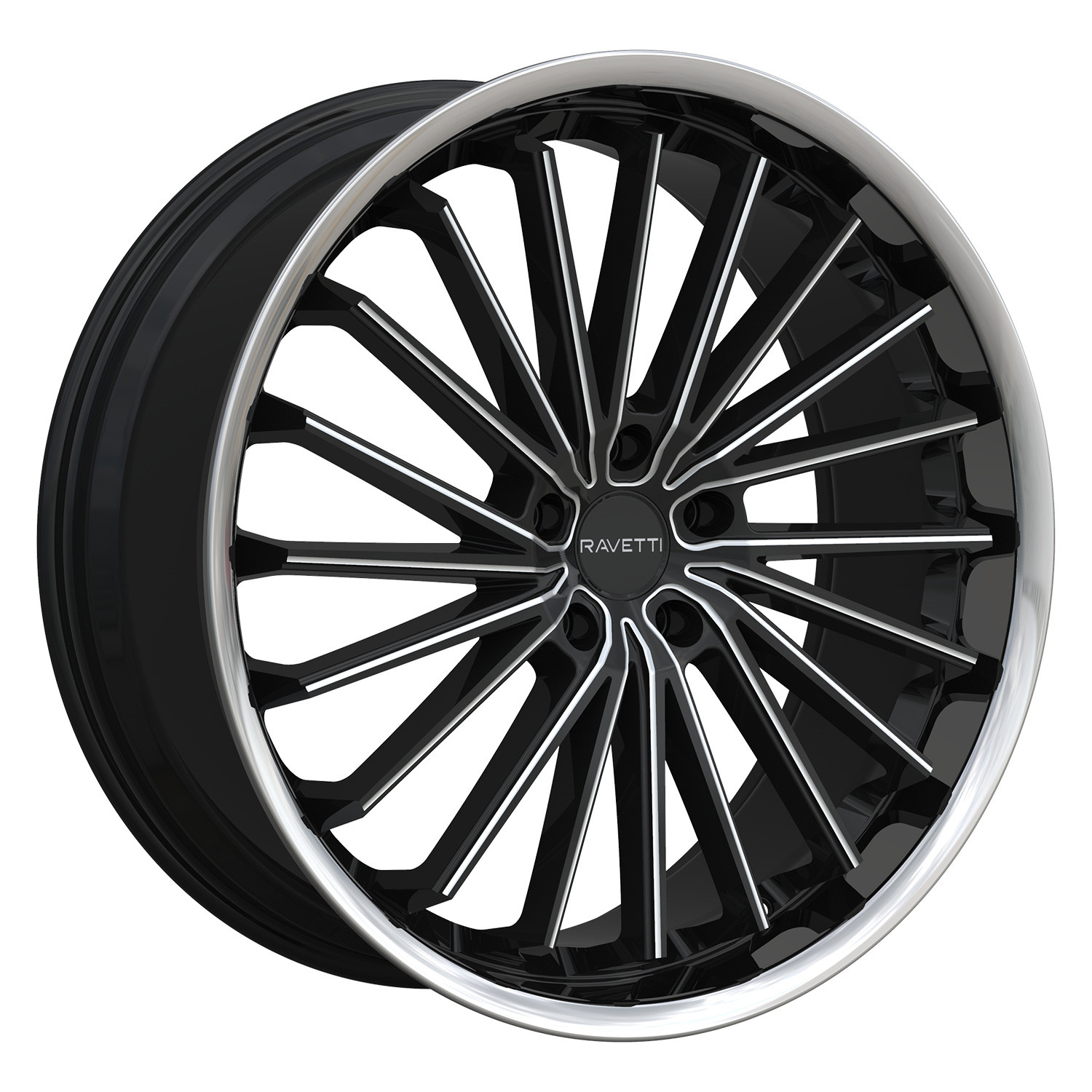 RAVETTI® M14 Wheels - Black with Milled SS Lip Rims - RAV-M14-22967BMW