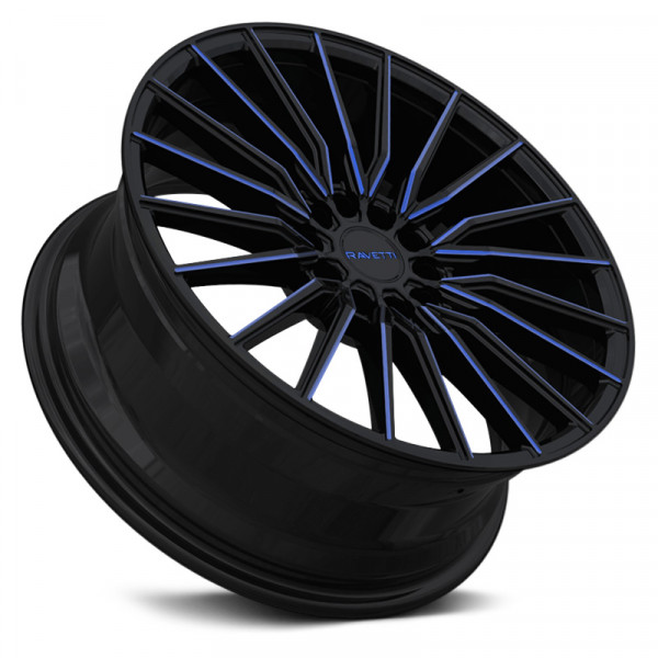 RAVETTI® M18 Wheels - Black with Blue Milled Accents Rims