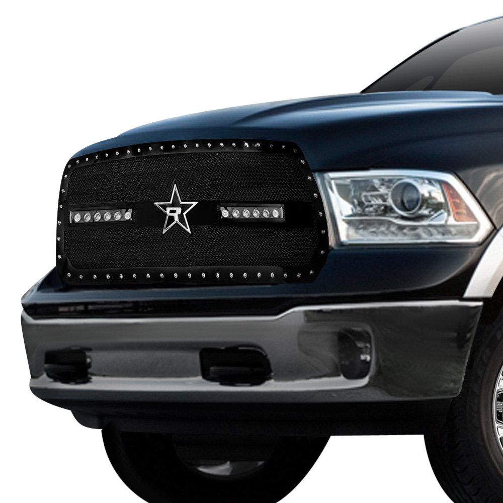 Rbp Ram 1500 19 Rx 3 Led Series Midnight Edition Black Dual Weave Mesh Main Grille With 2 X 11 5 Led Light Bars