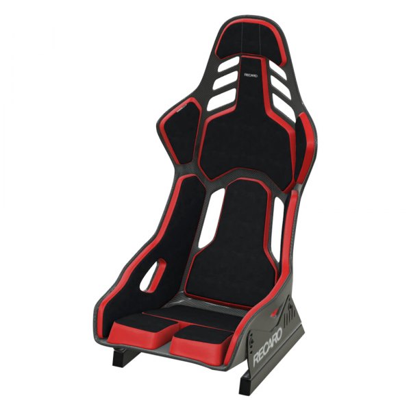 Recaro® - Podium Series Driver Side Medium FIA/ABE CFRP Racing Seat, Alcantra Black / Leather Red