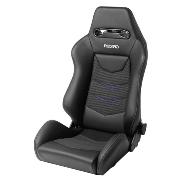 Recaro® - Speed V Driver Side Seat, Black Leather with Blue Suede Accent