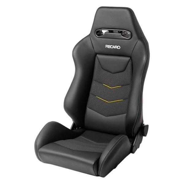 Recaro® - Speed V Passenger Side Seat, Black Leather with Yellow Suede Accent