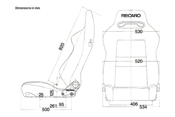 Recaro® - Speed Series Seat Dimensions