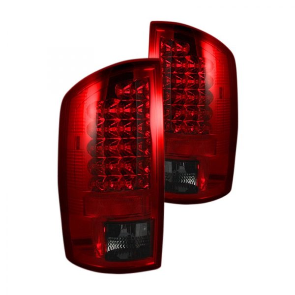 Recon® - Chrome Red/Smoke LED Tail Lights, Dodge Ram