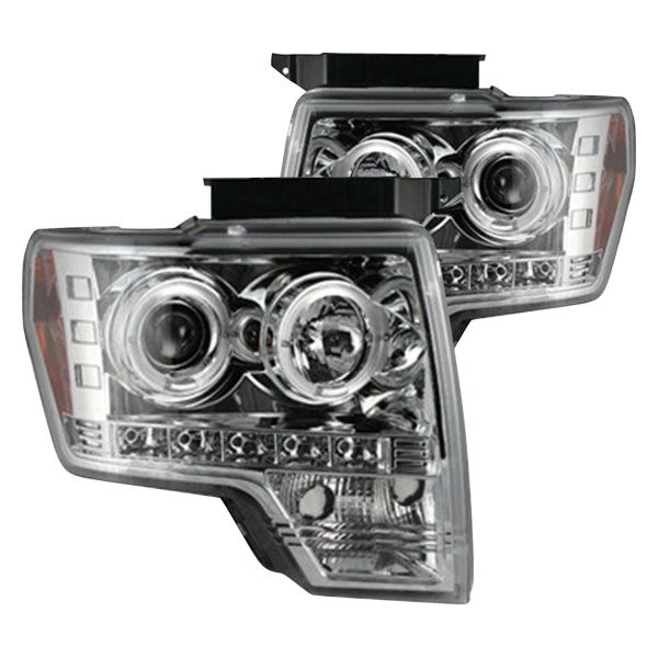 Recon® - Chrome Halo Projector Headlights with LED DRL, Ford F-150