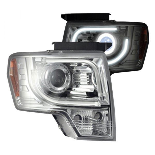 Recon® - Chrome LED DRL Bar Projector Headlights, Ford F-150