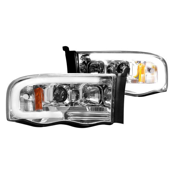 Recon® - Chrome LED DRL Bar Projector Headlights, Dodge Ram