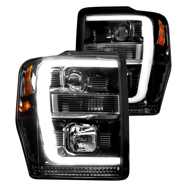 Recon® - Black/Smoke LED DRL Bar Halo Projector Headlights, Ford F-250