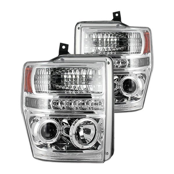 Recon® - Chrome Halo Projector Headlights with LED DRL