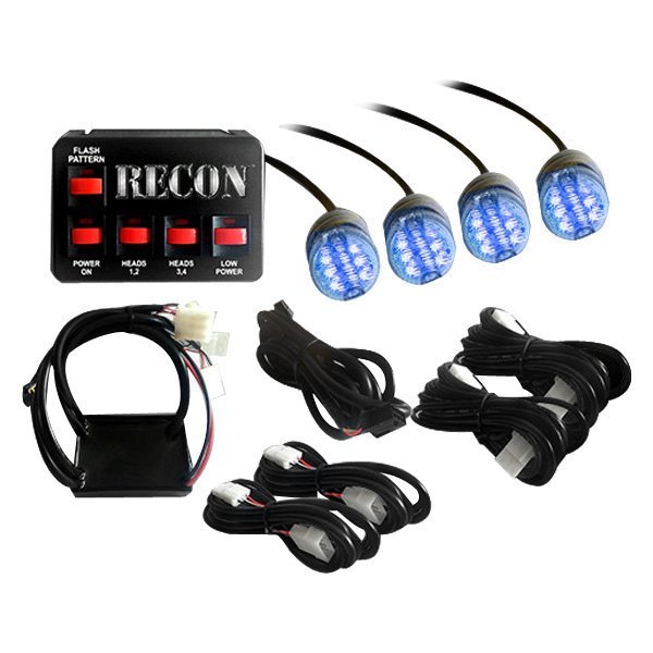 Recon® - Bolt-On Mount Blue LED Hideaway Strobe Light Kit