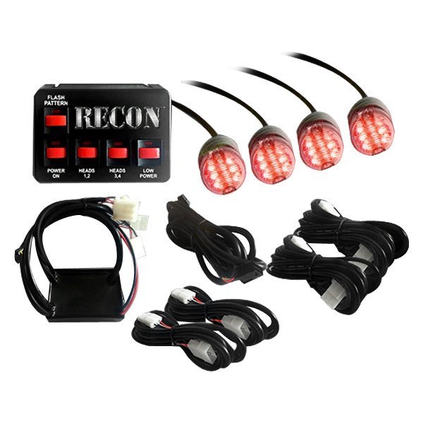 Recon® - Bolt-On Mount Red LED Hideaway Strobe Light Kit