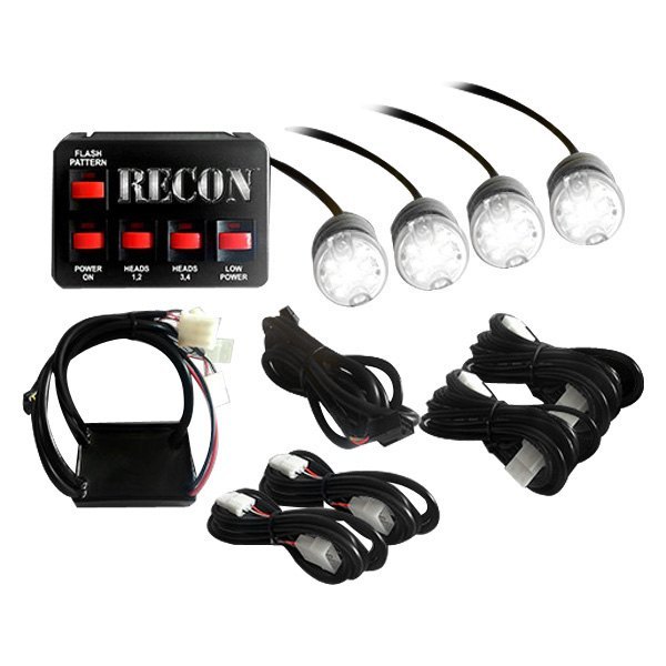 Recon® - Bolt-On Mount White LED Hideaway Strobe Light Kit