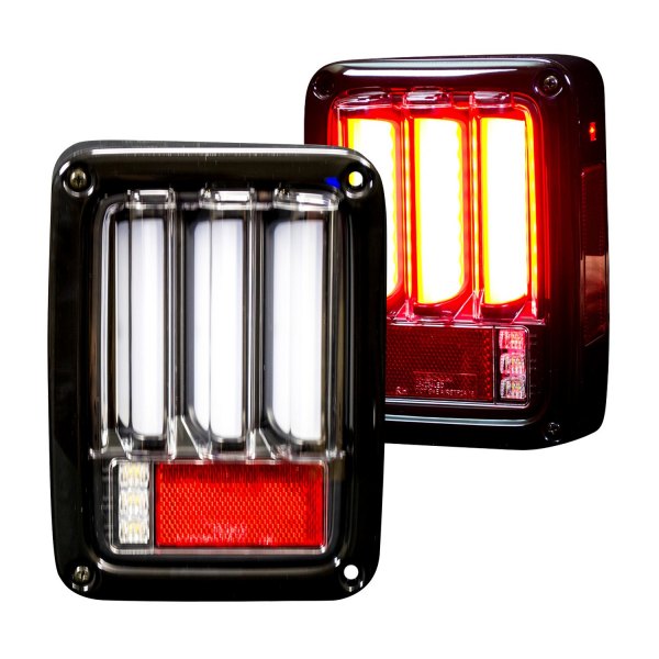 Recon® - Black Sequential Fiber Optic LED Tail Lights, Jeep Wrangler