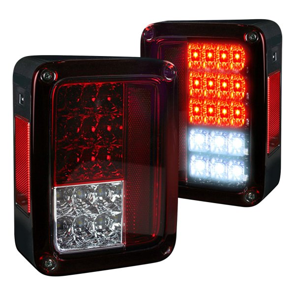 Recon® - Chrome/Red LED Tail Lights, Jeep Wrangler