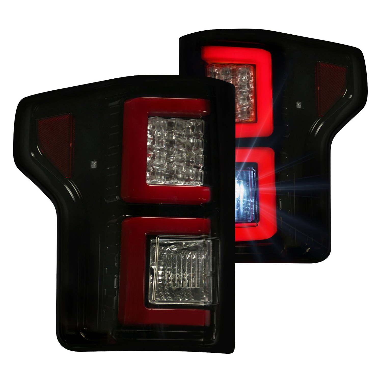 Recon® 264268BK - Black/Smoke Fiber Optic LED Tail Lights