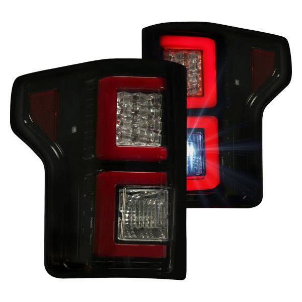 Recon® - Black/Smoke Fiber Optic LED Tail Lights, Ford F-150