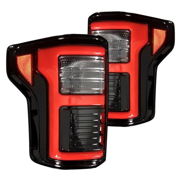 Recon® - Black/Smoke Fiber Optic LED Tail Lights, Ford F-150