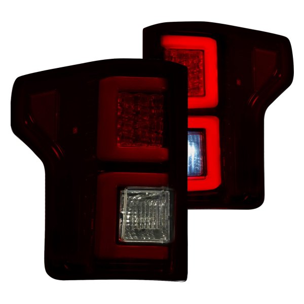 Recon® - Black Red/Smoke Fiber Optic LED Tail Lights, Ford F-150