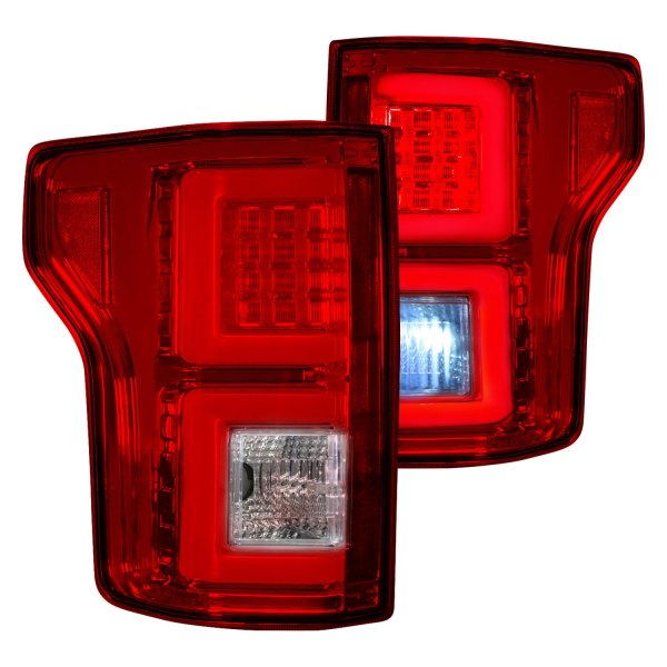Recon® - Chrome/Red Fiber Optic LED Tail Lights, Ford F-150