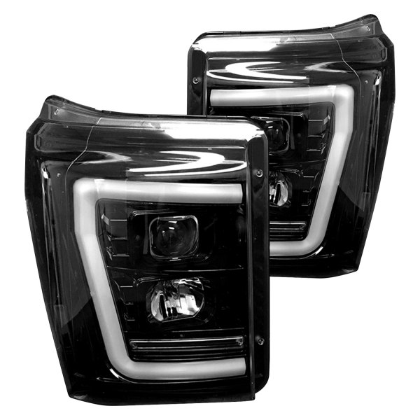 Recon® - Black/Smoke LED DRL Bar Halo Projector Headlights