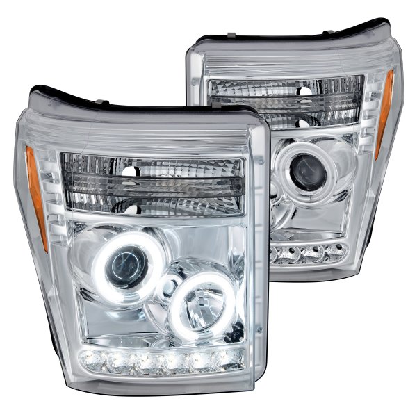 Recon® - Chrome CCFL Halo Projector Headlights with LED DRL