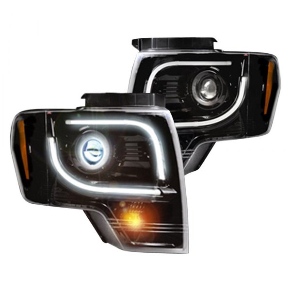 Recon® - Black/Smoke LED DRL Bar Projector Headlights, Ford F-150