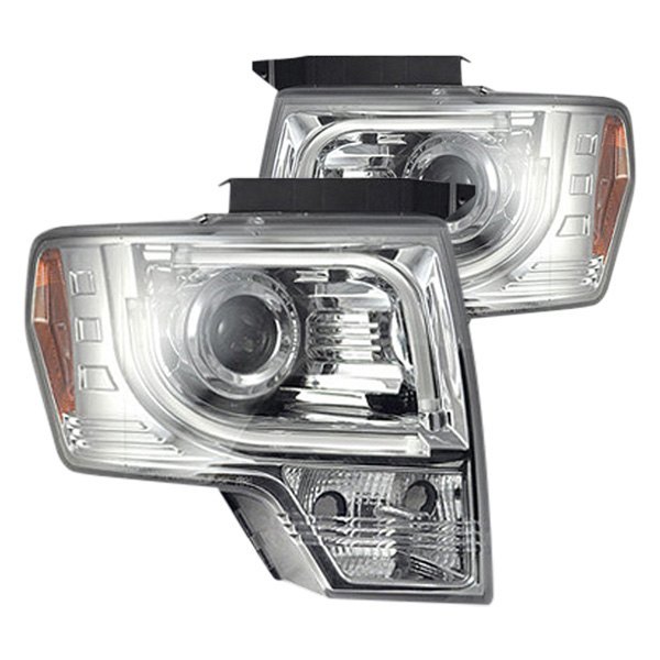 Recon® - Chrome LED DRL Bar Projector Headlights, Ford F-150