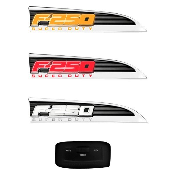 Recon® - "F-250" Chrome Driver and Passenger Side Fender LED Emblem Kit