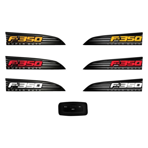 Recon® - "F-350" Black Driver and Passenger Side Fender LED Emblem Kit