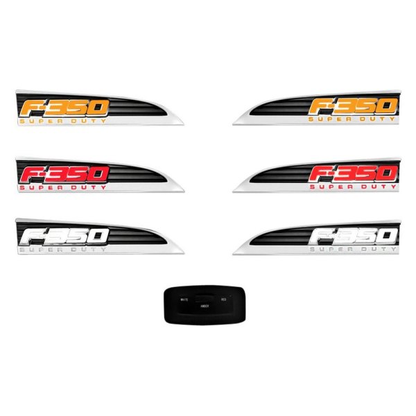 Recon® - "F-350" Chrome Driver and Passenger Side Fender LED Emblem Kit