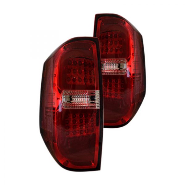 Recon® - Chrome/Red Fiber Optic LED Tail Lights, Toyota Tundra