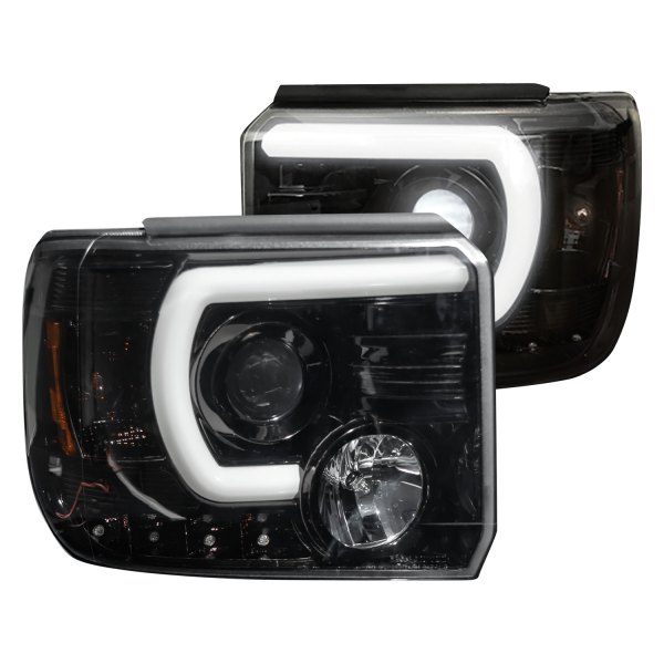 Recon® - Black/Smoke DRL Bar Projector Headlights with Sequential LED Turn Signal