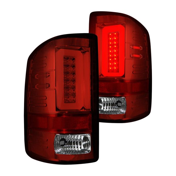 Recon® - Chrome/Red Fiber Optic LED Tail Lights, GMC Sierra 1500
