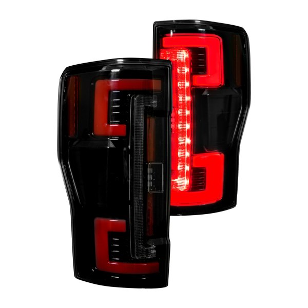 Recon® - Black/Smoke Fiber Optic LED Tail Lights, Ford F-450