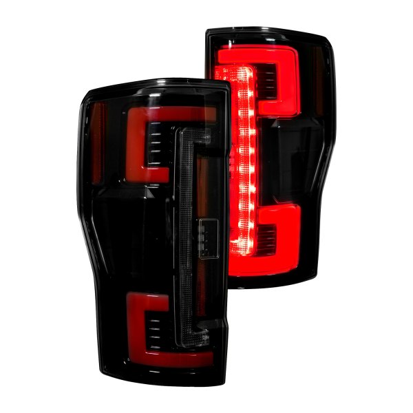 Recon® - Black Red/Smoke Fiber Optic LED Tail Lights, Ford F-450
