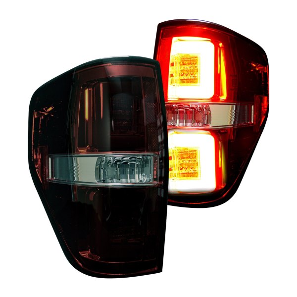 Recon® - Chrome Red/Smoke Fiber Optic LED Tail Lights, Ford F-150