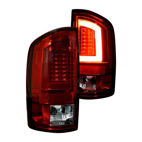 Recon® - Chrome/Red Fiber Optic LED Tail Lights, Dodge Ram