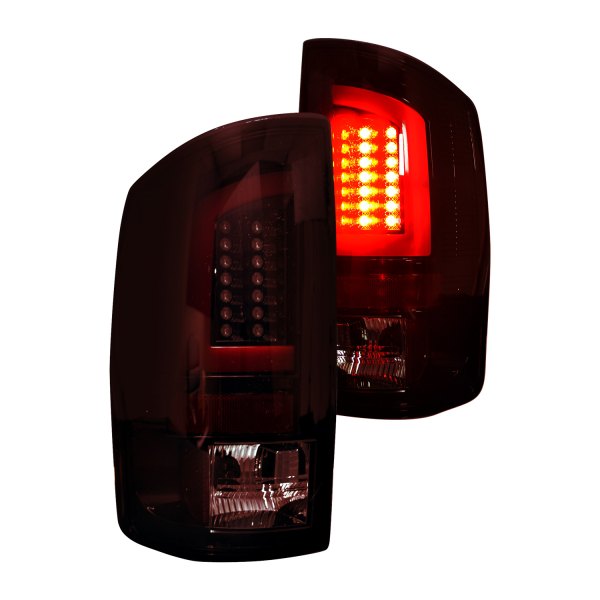 Recon® - Black Red/Smoke Fiber Optic LED Tail Lights, Dodge Ram