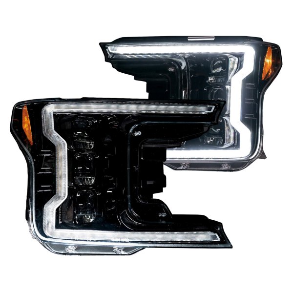 Recon® - Black/Smoke Sequential DRL Bar Projector LED Headlights, Ford F-150