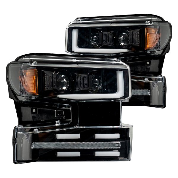 Recon® - Black/Smoke Sequential LED DRL Bar Projector Headlights, Chevy Silverado
