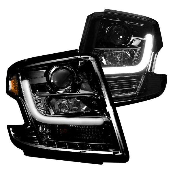 Recon® - Black/Smoke LED DRL Bar Projector Headlights, Chevy Tahoe