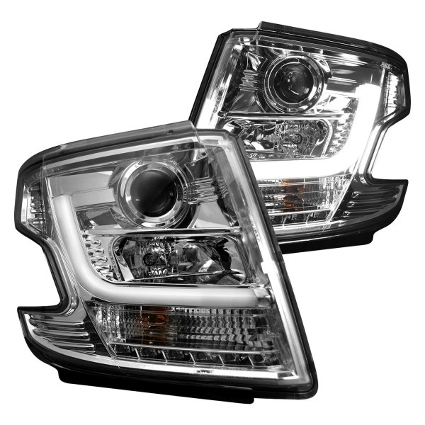 Recon® - Chrome LED DRL Bar Projector Headlights, Chevy Tahoe