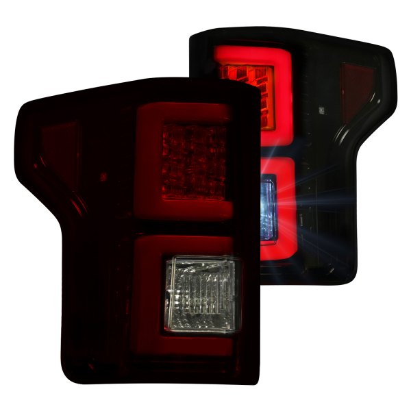 Recon® - Black Red/Smoke Fiber Optic LED Tail Lights, Ford F-150