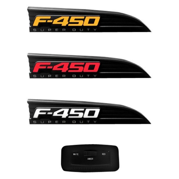Recon® - "F-450" Black Driver and Passenger Side Fender LED Emblem Kit