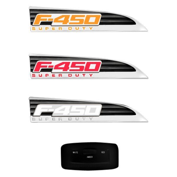 Recon® - "F-450" Chrome Driver and Passenger Side Fender LED Emblem Kit
