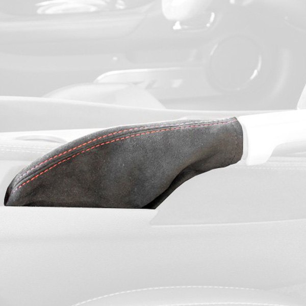  Redline Goods® - Carbon Fiber Vinyl Red E-Brake Boot with Cream Stitching