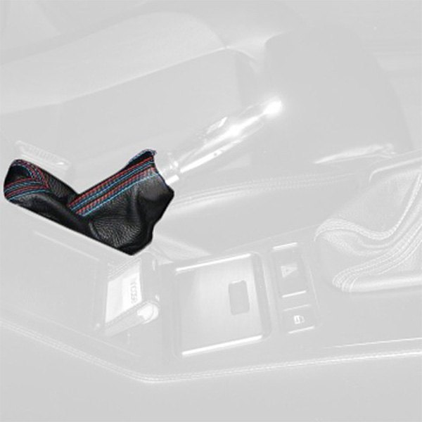  Redline Goods® - Carbon Fiber Vinyl Silver E-Brake Boot with Taupe Stitching