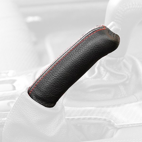  Redline Goods® - Perforated Leather Hazelnut E-Brake Handle Cover with Light Gray Stitching