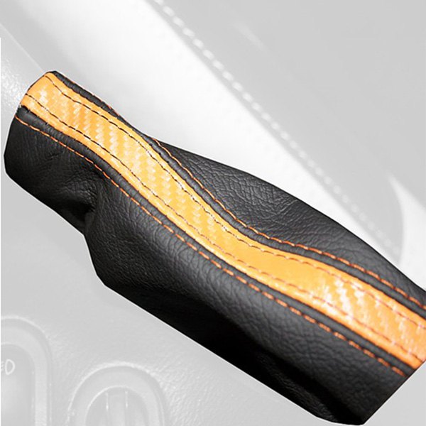  Redline Goods® - Carbon Fiber Vinyl Silver E-Brake Boot with White Stitching
